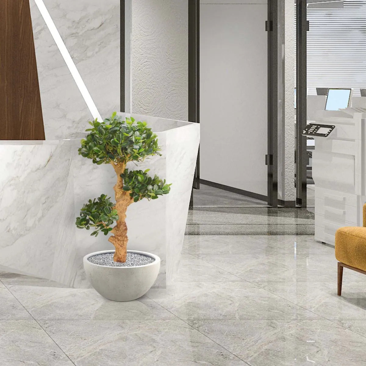 Premium 3 Ft artificial Panda Bonsai Trio with intricate branch details