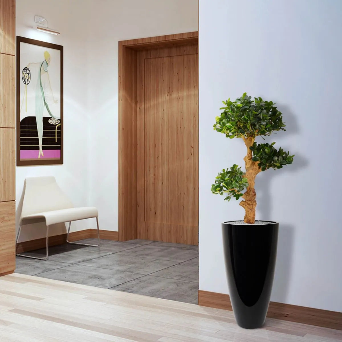 Lush 3 Ft faux Bonsai tree trio for modern interiors and patios