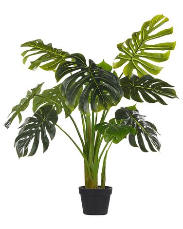 4 Ft Artificial Monstera Plant (Without Pot) – detailed view of pink-striped leaves