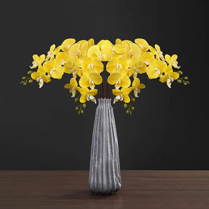 Yellow Artificial Orchid – Lifelike Faux Floral Stem for Home, Office &amp; Event Decor