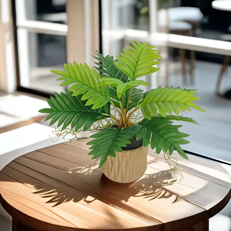 3 Ft Lifelike Simulated Green Plant Decoration - Tiger Tongue Fern &amp; Tropical Sunflower Palm Tree – lifelike design and vibrant colors