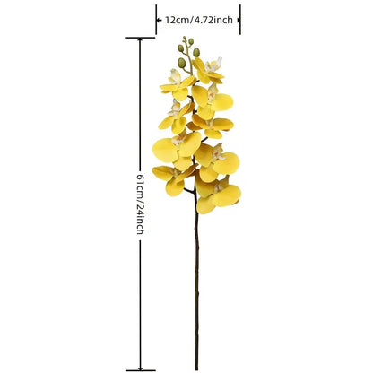 Yellow Artificial Orchid – Lifelike Faux Floral Stem for Home, Office &amp; Event Decor