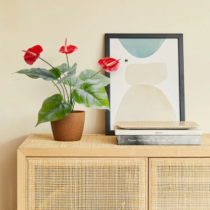 2 Ft Artificial Anthurium Plant with Red Flowers - Lifelike Faux Tropical Decoration (Without Pot) – styled for modern home interiors