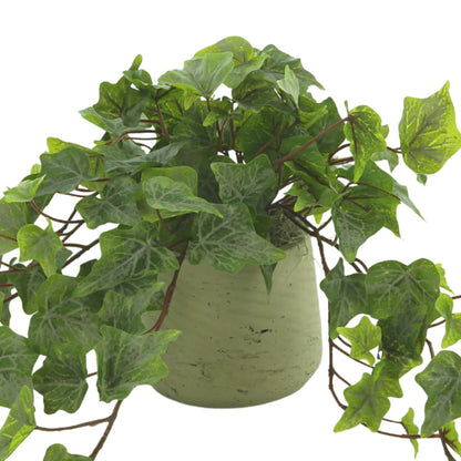11 In. Faux Ivy Plant in Fiberstone Pot – Decorative Artificial Greenery for Home &amp; Office