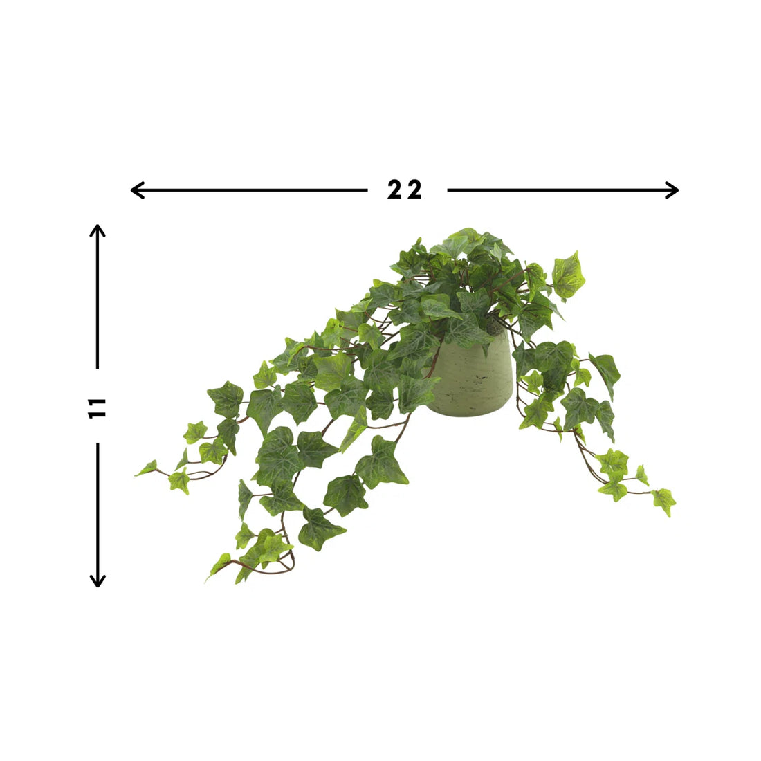 11 In. Faux Ivy Plant in Fiberstone Pot – Decorative Artificial Greenery for Home &amp; Office