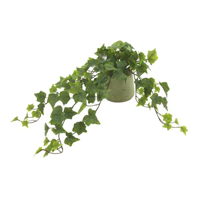 11 In. Faux Ivy Plant in Fiberstone Pot – Decorative Artificial Greenery for Home &amp; Office