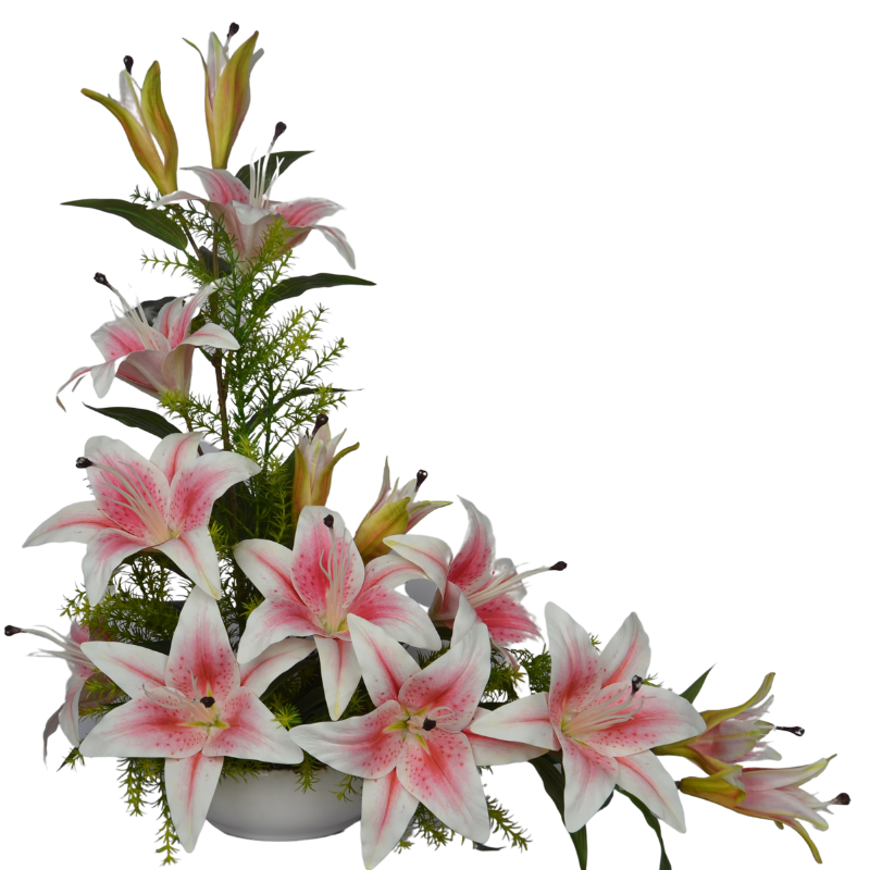 Realistic faux pink tiger lily flowers for home or office décor