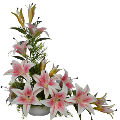 Realistic faux pink tiger lily flowers for home or office décor