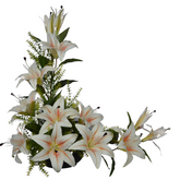 Realistic faux white tiger lilies for home or office table décor