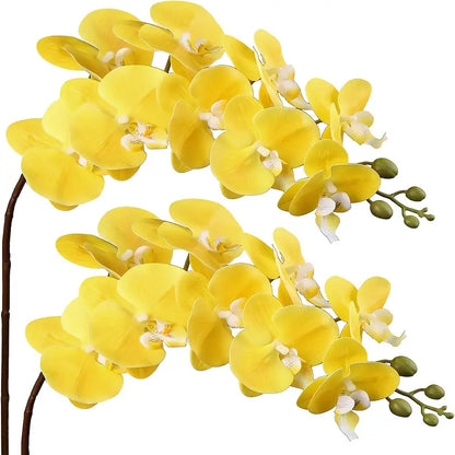Yellow Artificial Orchid – Lifelike Faux Floral Stem for Home, Office &amp; Event Decor