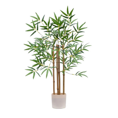 2 Ft Artificial Indoor Bamboo Tree – detailed view of pink-striped leaves
