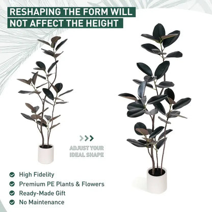 craftopia rubber tree 6 Ft Artificial Rubber Tree – Lifelike Faux Plant for Home & Office De – Luxiplant