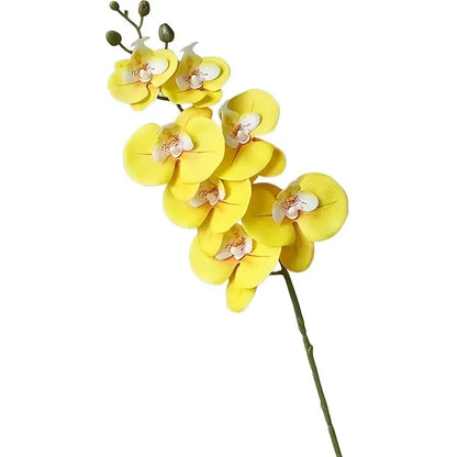 Yellow Artificial Orchid – Lifelike Faux Floral Stem for Home, Office &amp; Event Decor