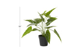 1.5 Ft Green Polyethylene Plastic Rectangle Artificial Foliage – detailed view of pink-striped leaves