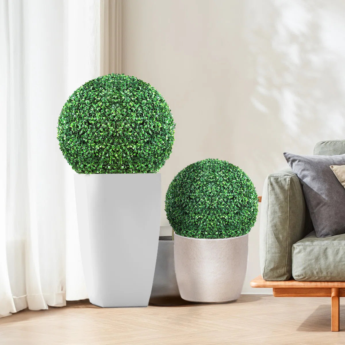 8&quot; Artificial Boxwood Topiary Balls (Set of 2) – Faux Greenery Spheres for Home, Office &amp; Event