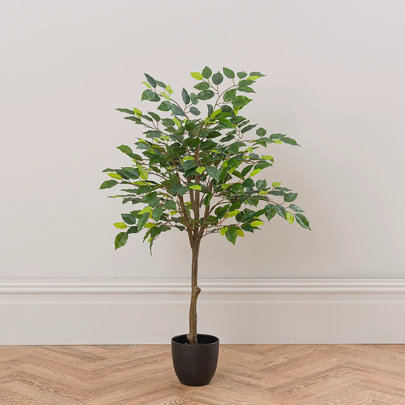 3 Ft Artificial Ficus Tree in Black Cement Plant Pot – adds a lush green touch to interiors