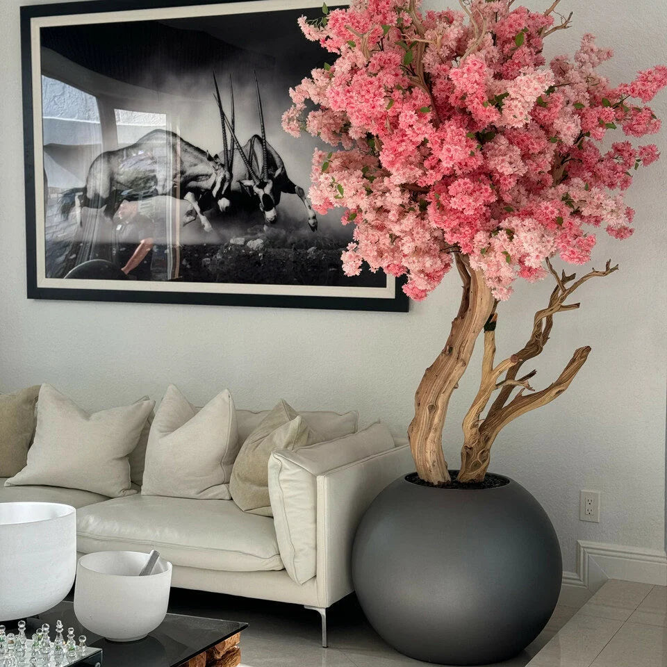7 Ft Custom Two-Tone Cherry Blossom Tree – Without Pot – artificial greenery with natural texture