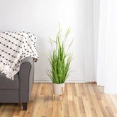 Lifelike 2ft Faux Onion Grass Plant with natural green and white hues, crafted from high-quality fiber for a realistic look.