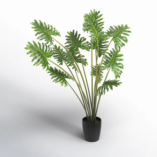Real-touch faux philodendron bush crafted from high-quality, soft-touch materials for a natural look