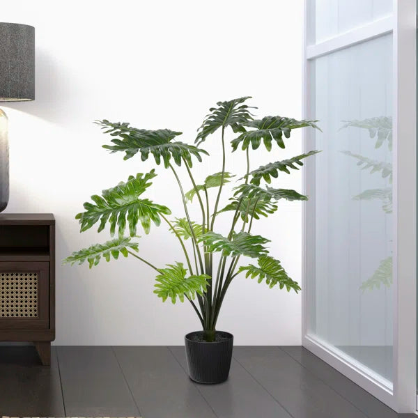 Lifelike 3ft artificial Grand Philodendron Bush with vibrant green leaves for home and office décor.