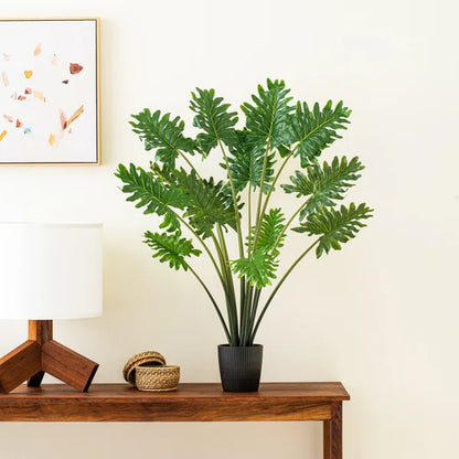 3ft tall artificial Grand Philodendron Bush with realistic leaves for a maintenance-free greenery solution.
