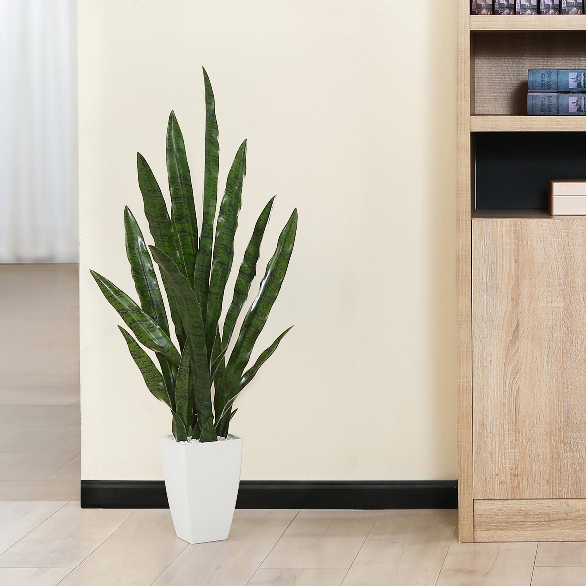 3ft Artificial Snake Plant with realistic green leaves for modern décor