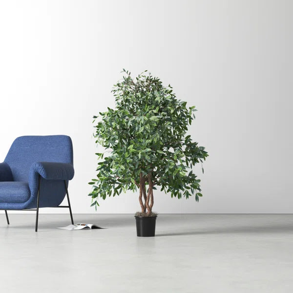 Lifelike Faux Smilax Tree with Wooden Trunk 