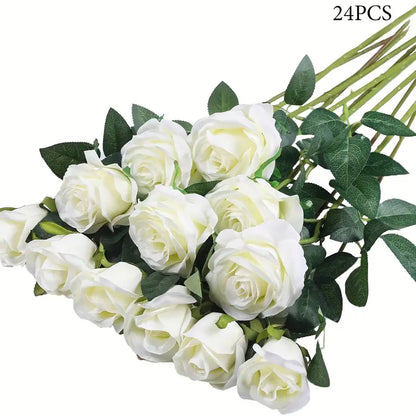 Bouquet of white roses with green leaves on a white background