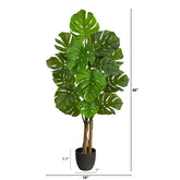 Artificial monstera plant with wide, detailed leaves, designed for a lush and refreshing aesthetic
