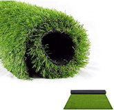 Roll of artificial grass on a white background