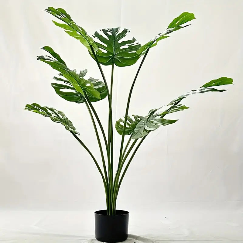 4ft Artificial Monstera-Inspired Foliage with Lifelike Green Leaves