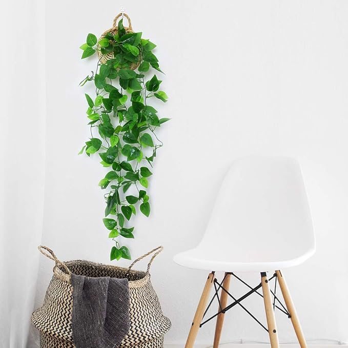ANZOME 3 Ft Artificial Hanging Ivy Vine – Faux Green Leaf Garland for Indoor &amp; Outdoor Wall, Home, Garden &amp; Event Décor (Basket Not Included)