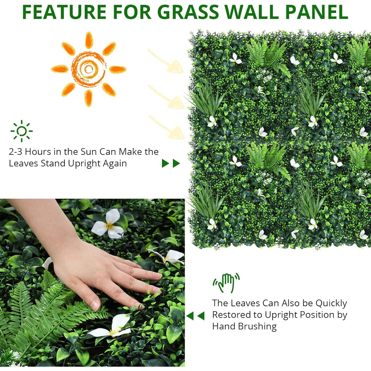 Grass Wall Panels – 20x20 inch Artificial Hedge Wall Panels for Indoor &amp; Outdoor Greenery Decor