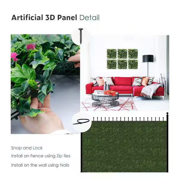 50x50 cm Artificial Ivy Boxwood Hedge Panel – 1pc Faux Privacy Fence for Garden, Backyard &amp; Outdoor Wall Décor