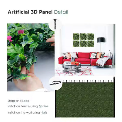 50x50 cm Artificial Ivy Boxwood Hedge Panel – 1pc Faux Privacy Fence for Garden, Backyard &amp; Outdoor Wall Décor