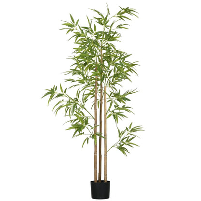 Lifelike faux bamboo plant with vibrant green leaves