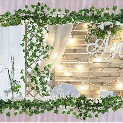 5.8 Ft Artificial Ivy Garland (Set of 12) – Lush Green Faux Hanging Vines for Wall Decor, Bedroom &amp; Party Backdrops