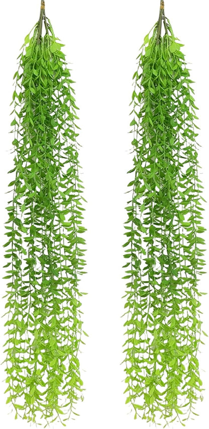 3.3 Ft (5-Pack) Artificial Hanging Willow Vines – Lush Green Faux Leaves for Indoor/Outdoor Decoration, Weddings &amp; Photography (No Basket)