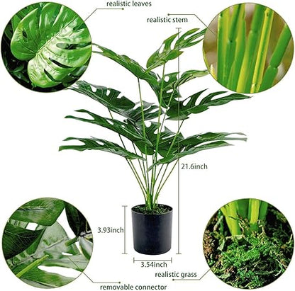 2 Ft Artificial Palm Tree in Pot – Large Fake Plant for Indoor &amp; Outdoor Spaces – lifelike tropical plant alternative