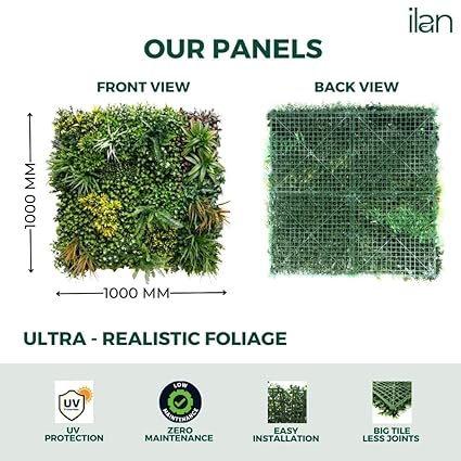 Garden Hub Artificial Vertical Garden Wall Panels – UV-Protected Faux Green Grass Mats for Home &amp; Office Wall Decoration
