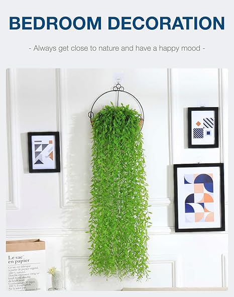 3.3 Ft (5-Pack) Artificial Hanging Willow Vines – Lush Green Faux Leaves for Indoor/Outdoor Decoration, Weddings &amp; Photography (No Basket)