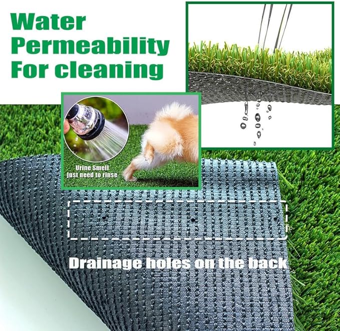 35mm Artificial Grass Turf – 4FT x 6.5FT Customizable Synthetic Grass Rug with Drainage for Indoor &amp; Outdoor Use, Fake Lawn Carpet for Pets, Garden, Patio &amp; Balcony