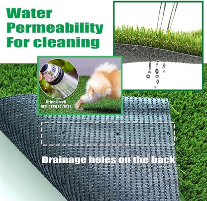 35mm Artificial Grass Turf – 4FT x 6.5FT Customizable Synthetic Grass Rug with Drainage for Indoor &amp; Outdoor Use, Fake Lawn Carpet for Pets, Garden, Patio &amp; Balcony