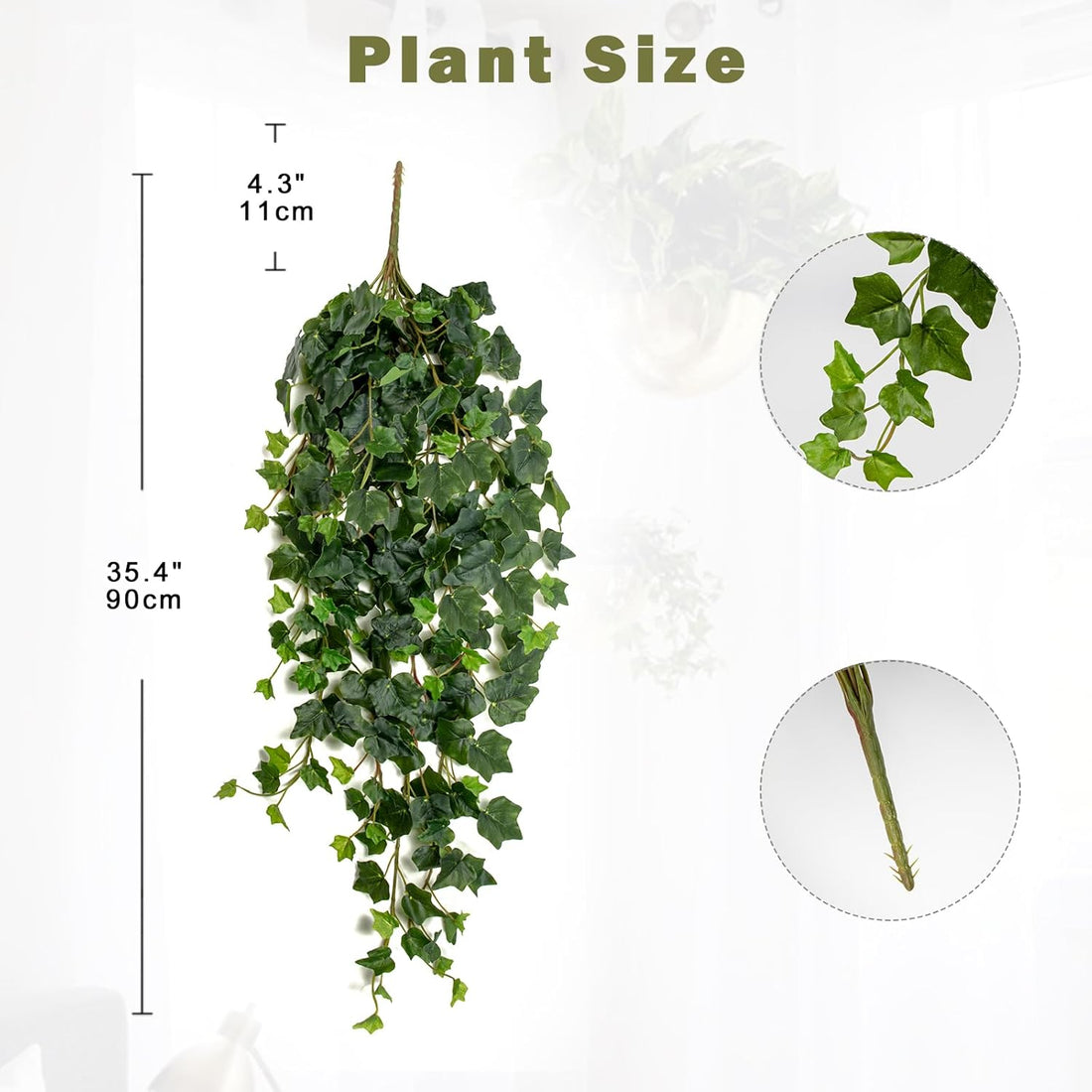 2 Ft Hollyone Artificial Hanging Ivy Plants – 36 Faux Greenery Vines for Indoor &amp; Outdoor Wall, Shelf &amp; Event