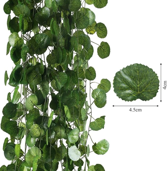 6 Ft (12-Pack) Artificial Hanging Vines – Faux Silk Green Leaf Garland for Wall, Garden &amp; Party