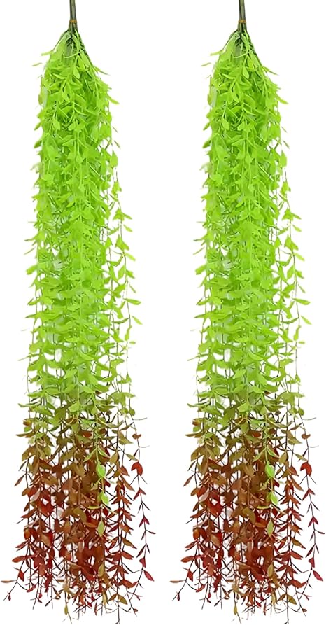 3.3 Ft (5-Pack) Artificial Hanging Willow Vines – Lush Green Faux Leaves for Indoor/Outdoor Decoration, Weddings &amp; Photography (No Basket)