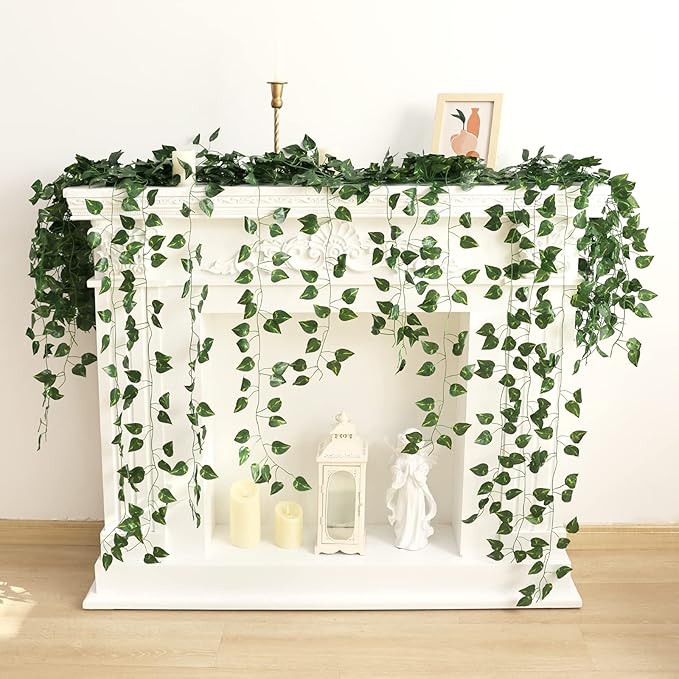 Artificial Ivy Garland – 144 Ft (24- pack)Greenery Vines for Wall, Bedroom, Wedding &amp; Jungle Theme Party