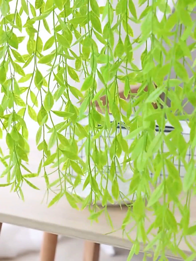 3.3 Ft (5-Pack) Artificial Hanging Willow Vines – Lush Green Faux Leaves for Indoor/Outdoor Decoration, Weddings &amp; Photography (No Basket)