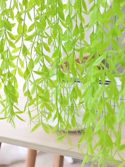 3.3 Ft (5-Pack) Artificial Hanging Willow Vines – Lush Green Faux Leaves for Indoor/Outdoor Decoration, Weddings &amp; Photography (No Basket)
