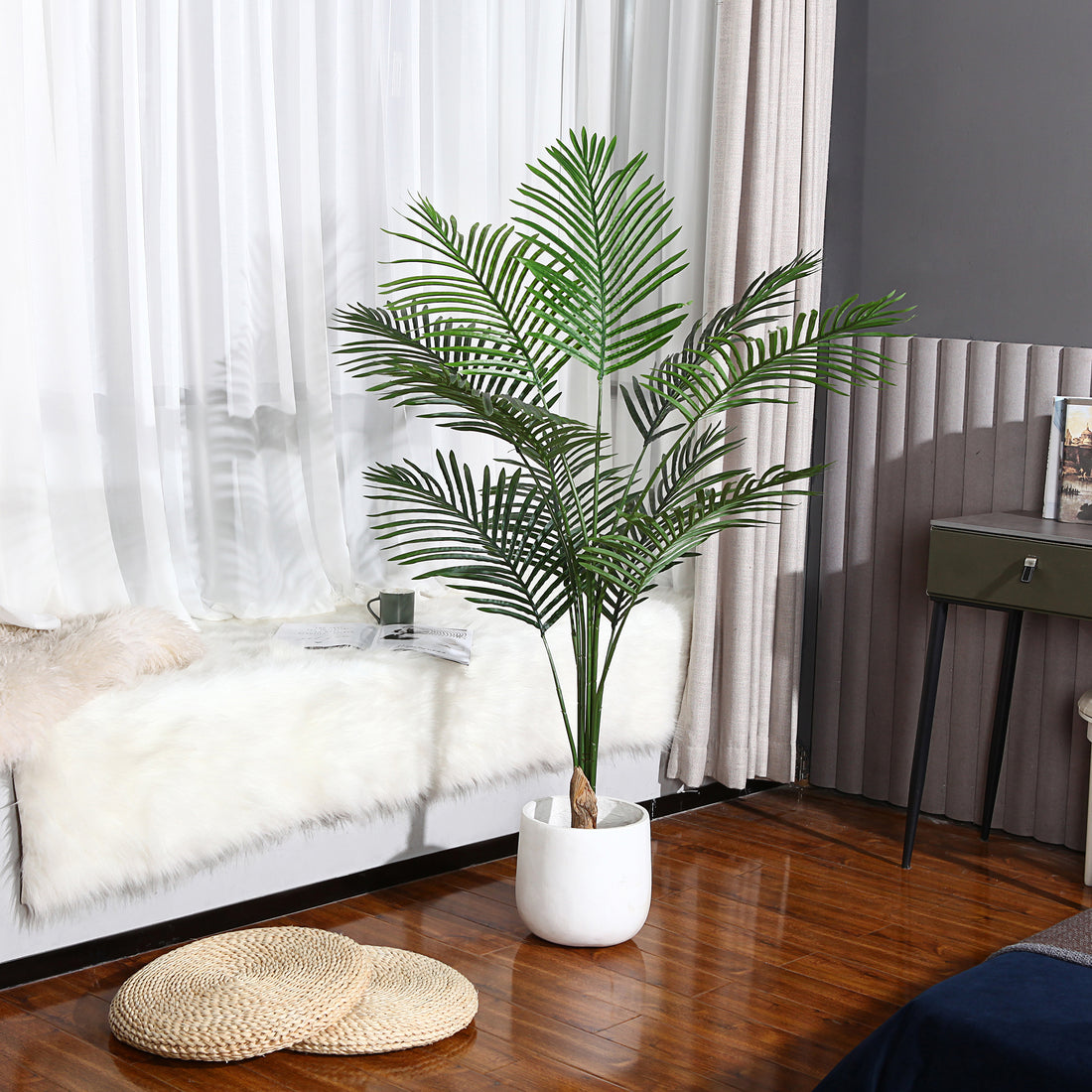 Lifelike Faux Palm Tree adding tropical elegance to home and office décor